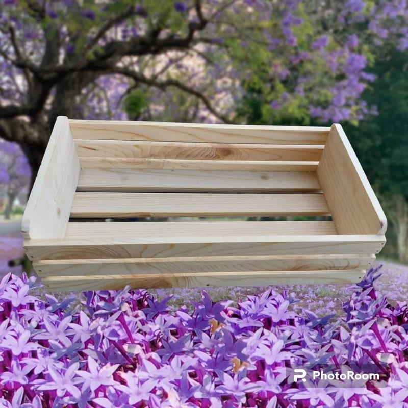 GLITZ® Wooden tray solid wood display crate hand made Natural wood storage box (4) - Image 4