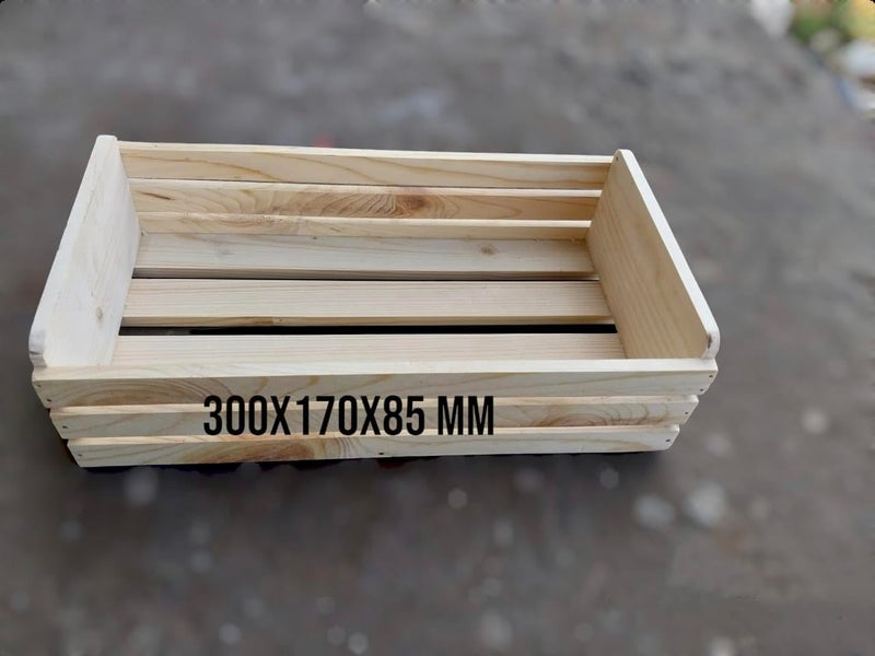 GLITZ® Wooden tray solid wood display crate hand made Natural wood storage box (4) - Image 2