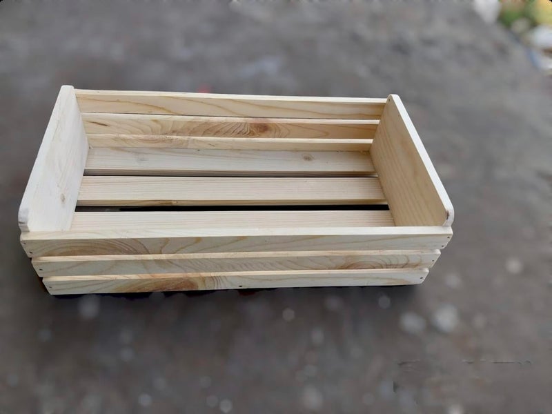 GLITZ® Wooden tray solid wood display crate hand made Natural wood storage box (4) - Image 1