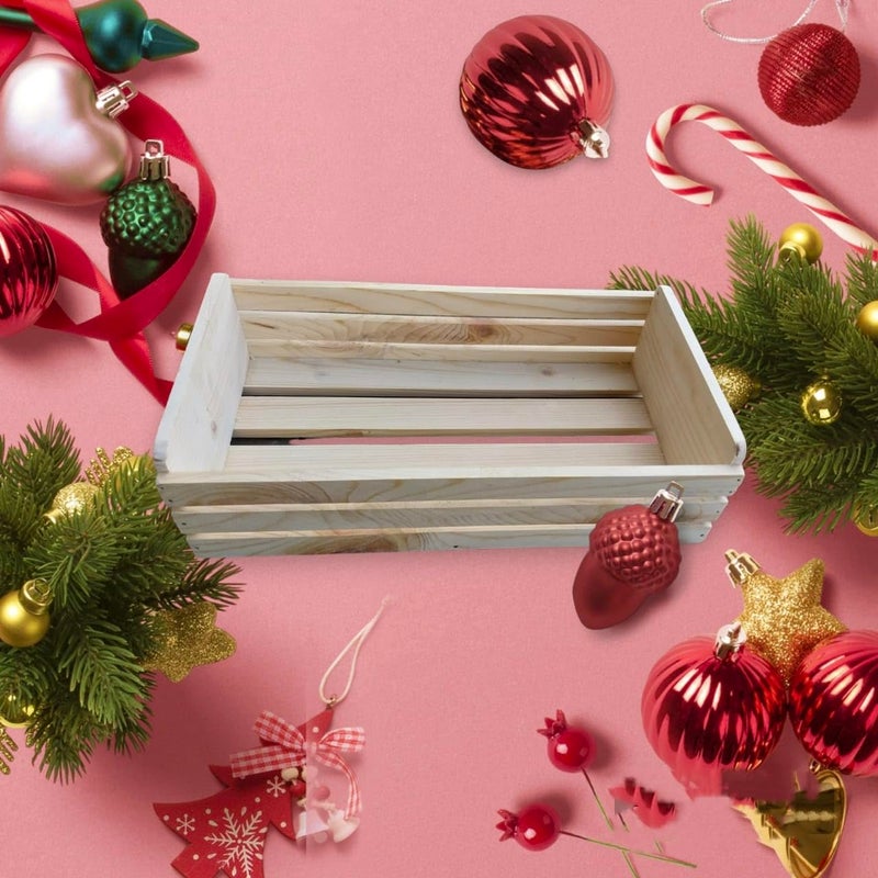 GLITZ® Wooden tray solid wood display crate hand made Natural wood storage box (4) - Image 3