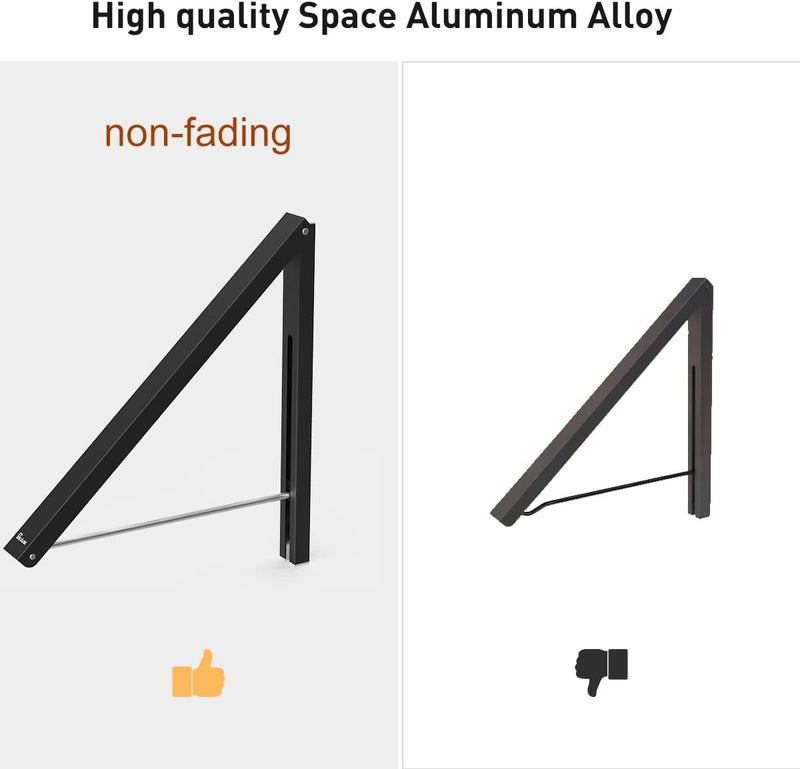 Anjuer Retractable Clothes Rack - Wall Mounted Folding Clothes Hanger Drying Rack for Laundry Room Closet Storage Organization, Aluminum, Easy Installation (Black) - Image 5