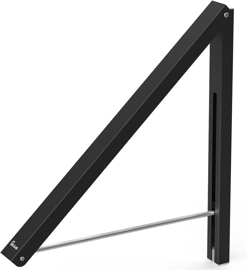 Anjuer Retractable Clothes Rack - Wall Mounted Folding Clothes Hanger Drying Rack for Laundry Room Closet Storage Organization, Aluminum, Easy Installation (Black) - Image 1