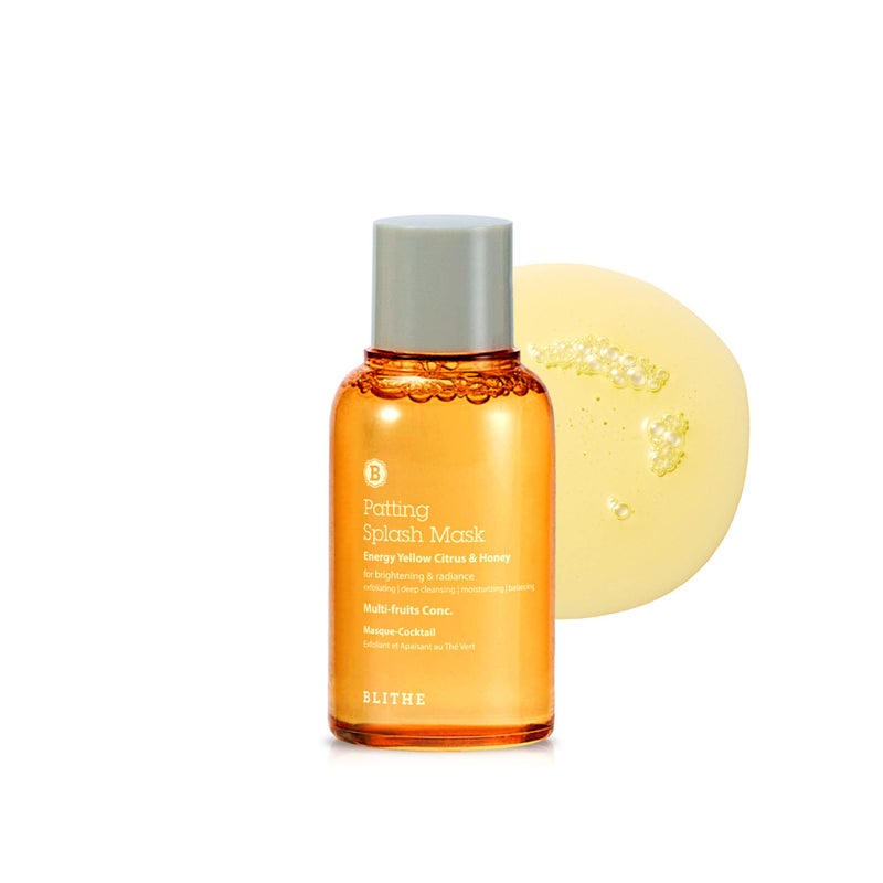 Blithe moisturizing face wash Patting Splash Mask Exfoliating Face Wash with Yellow Honey Korean Chemical Exfoliant for Face AHA Lactic Acid for Dark Spots Energy Citrus for Skin Radiance 23 Fl Oz