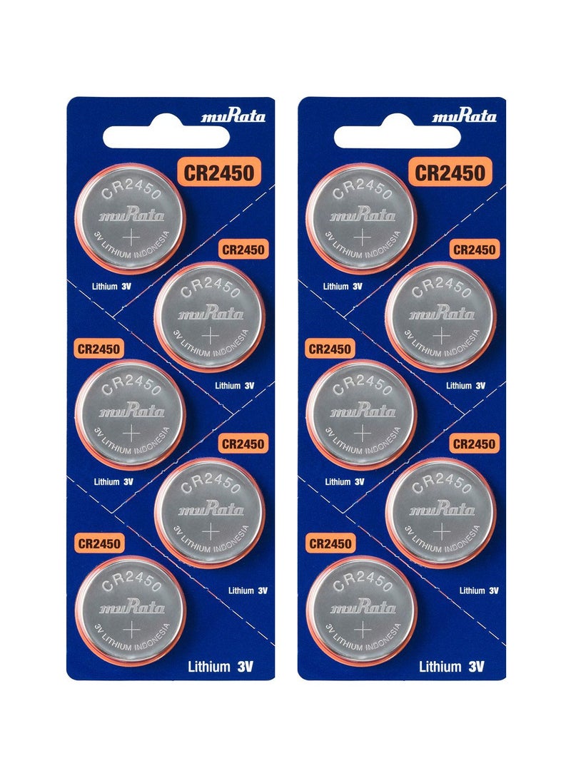 10-Pieces Murata CR2450 Lithium 3V (muRata) Indonesia Batteries