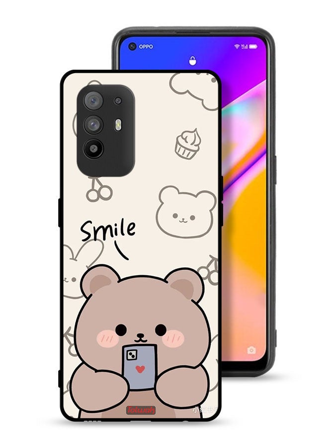 Tolwak Oppo A95 5G Protective Case Cover Smile Bear Art - Image 1