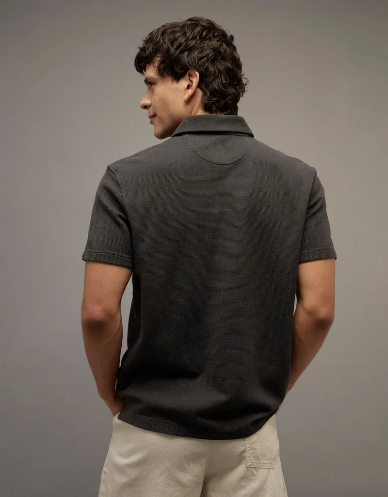 American Eagle AE Standard Fit Johnny Collar Knit Polo Shirt