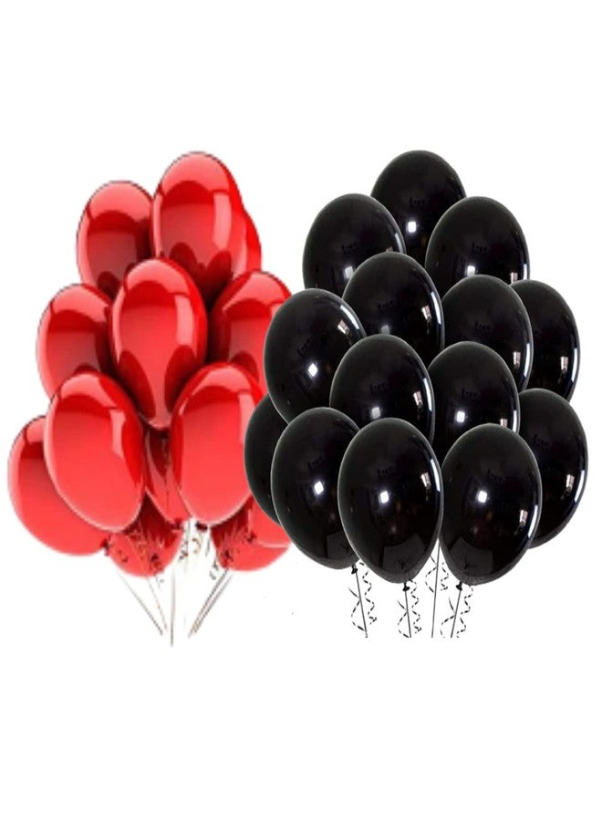 FI - FLICK IN 100 Pcs Latex Red & Black Metallic Balloons Set Marriage Decoration Combo Valentine Day Engagement Wedding Garland Photo Booth Backdrop Birthday Party Supplies (Pack of 100,Red & Black) - Image 1
