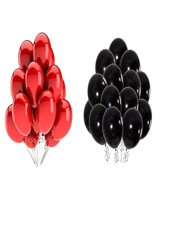 FI - FLICK IN 100 Pcs Latex Red & Black Metallic Balloons Set Marriage Decoration Combo Valentine Day Engagement Wedding Garland Photo Booth Backdrop Birthday Party Supplies (Pack of 100,Red & Black) - Image 3