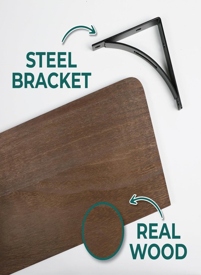 Willowy Reinforced Steel Bracket Dark Brown Wall Shelves - Easy to Install, Template and Video Included - Dark Wood Shelves for Wall, Wooden Shelf for Wall, Laundry Room Decor - Image 5