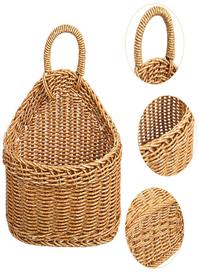 IMIKEYA Handwoven Wicker Hanging Storage Basket for Kitchen Rustic Wall Mounted Organizer for Garlic - Image 4