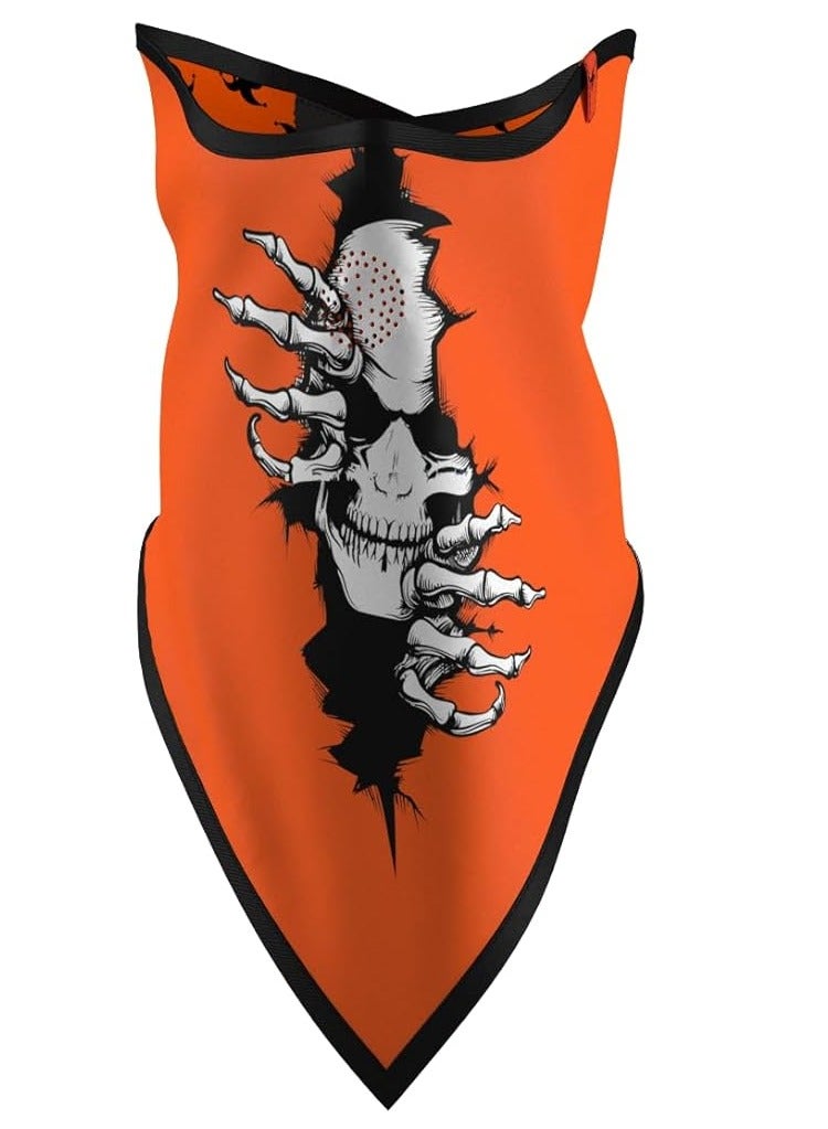 Maskara Extreme Maskara Extreme Triangular Balaclava, Breathable, Lightweight, UV Protection, Quick-Dry Fabric, Unisex, One Size, Orange-Skull 