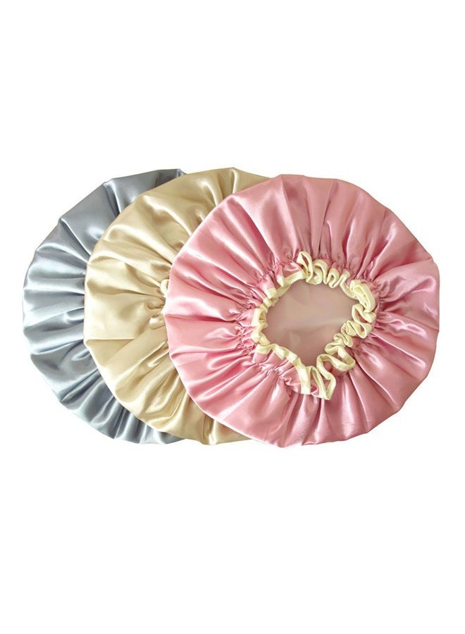 Fodattm 2PCS Women Lady Waterproof Elastic Double Layers Shower Caps Bath Spa Hat Hoods Bathroom Products (Gray) - Image 4