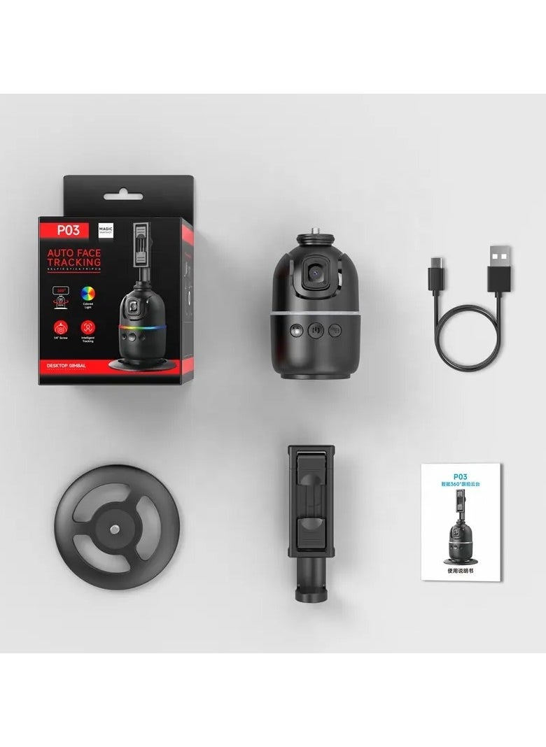 P03 Auto Face Tracking Selfie Stick Tripod With 360° Rotation for Quick Release Vlog Live Streaming and Video Recording