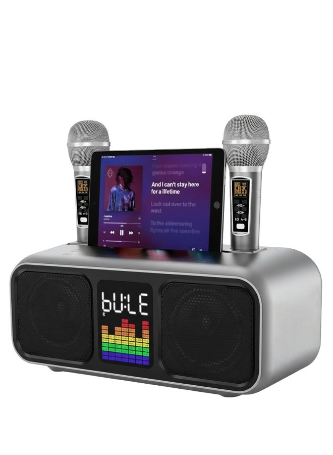 SDRD Karaoke Machine with 2 UHF Wireless Microphones and LED Screen, Portable Bluetooth Speaker - Image 1