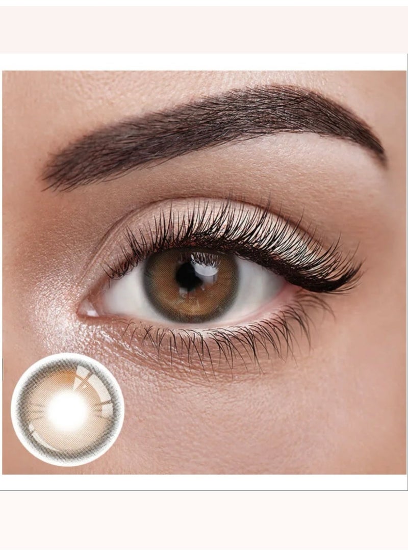 Unibling Meow Orange Yearly Colored Contact Lenses, Unisex Cosmetic Contact Lenses, Enlargement Collection, Dark Brown, With Case - Image 2
