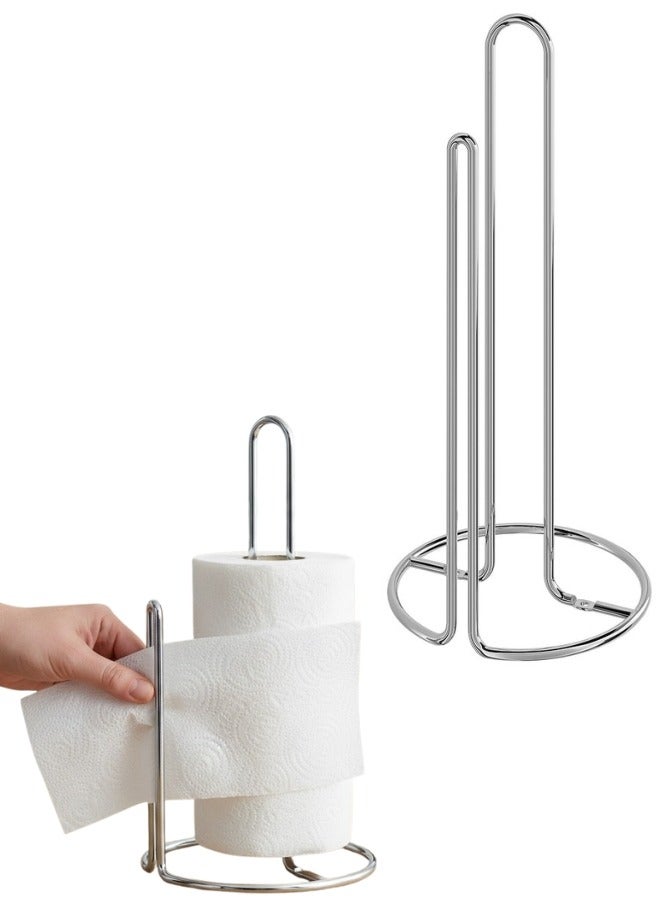 أيكيا حامل مناديل المطبخ من إيكيا – حامل معدني باللون الفضي لتثبيت لفائف المناديل الورقية، تصميم ثابت وسهل الاستخدام لتقطيع المناديل بسرعة بيد واحدة، مثالي لتنظيم المطبخ والحفاظ على النظافة-فضى - Image 1