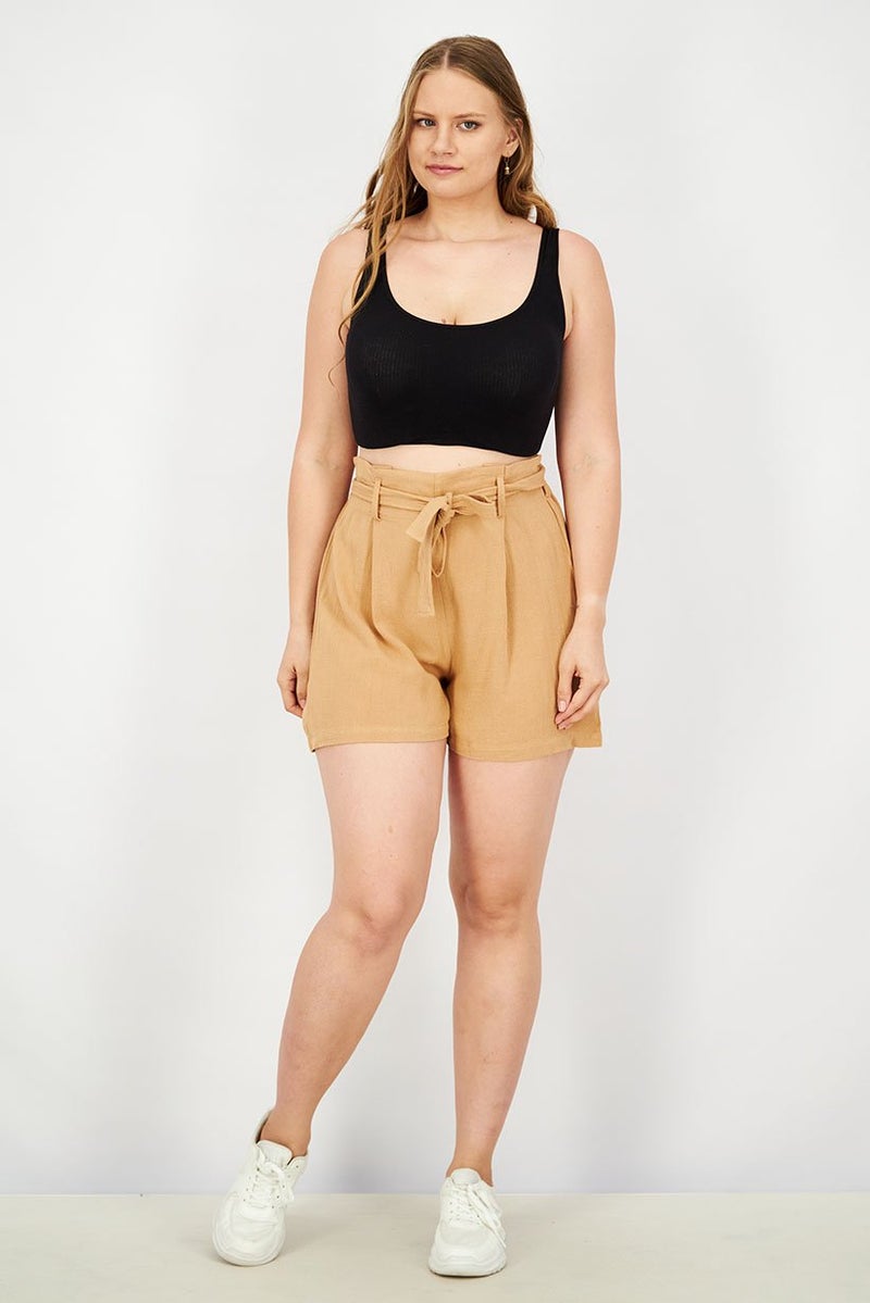 Cropp شورتات أساسية بسيطة للنساء، تان - Image 4