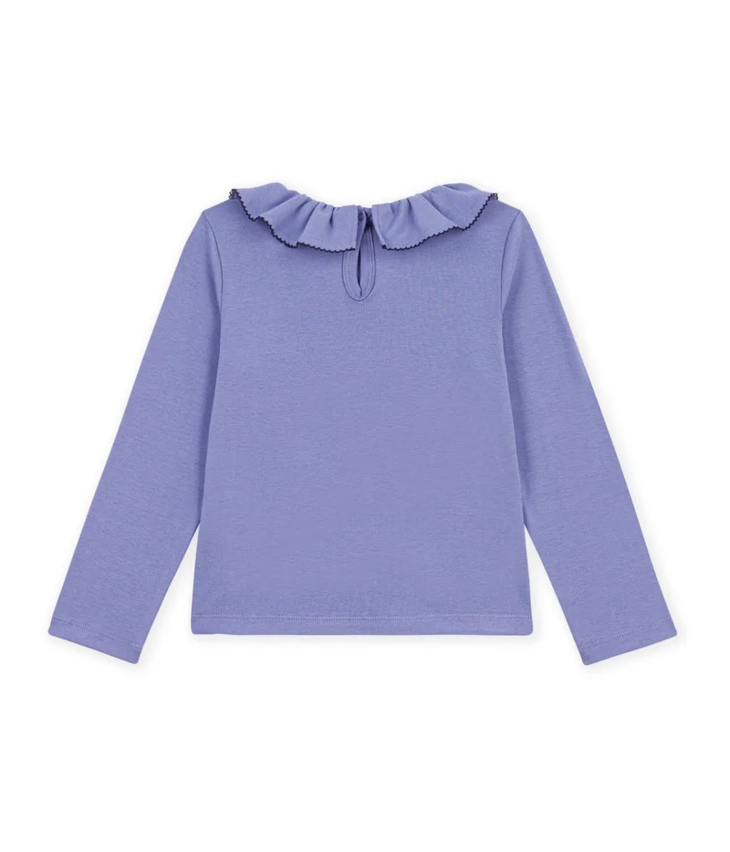 Petit Bateau Children's Long-Sleeved Plain T-Shirt With A Collar