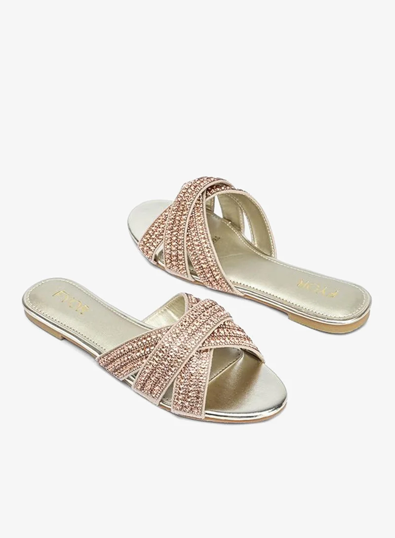 Fyor  The Premium Glimmer Cross-Strap Flat MY 391 for Women | Best Price UAE