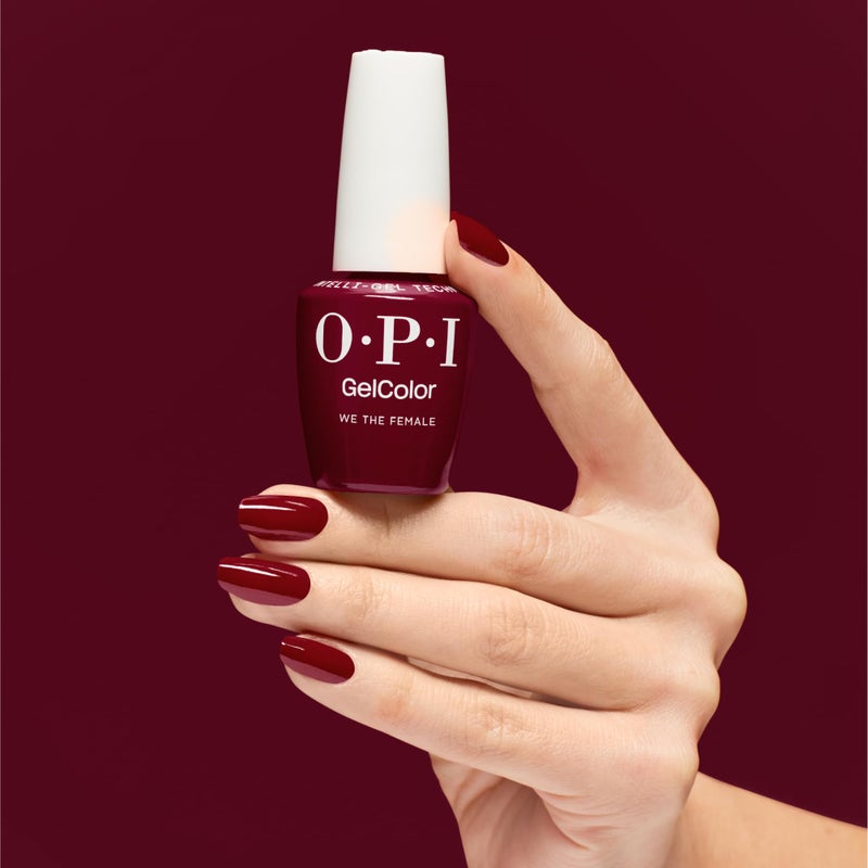 OPI GelColor We the Female | Opaque Dark Cool Burgundy Red CrÃ¨me LED Cure Gel Nail Polish | Salon-Quality Shine, Long-Lasting Wear | Vegan & HEMA Free | 0.5 Fl Oz - Image 4