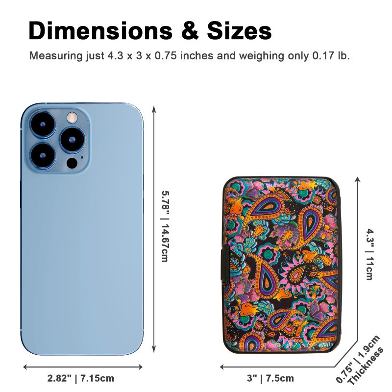 Kaabao Credit Card Holder Small RFID Blocking Wallet Business Metal Slim Mini Aluminum Hard Case for Women Men Gift (Paisley Art) - Image 5