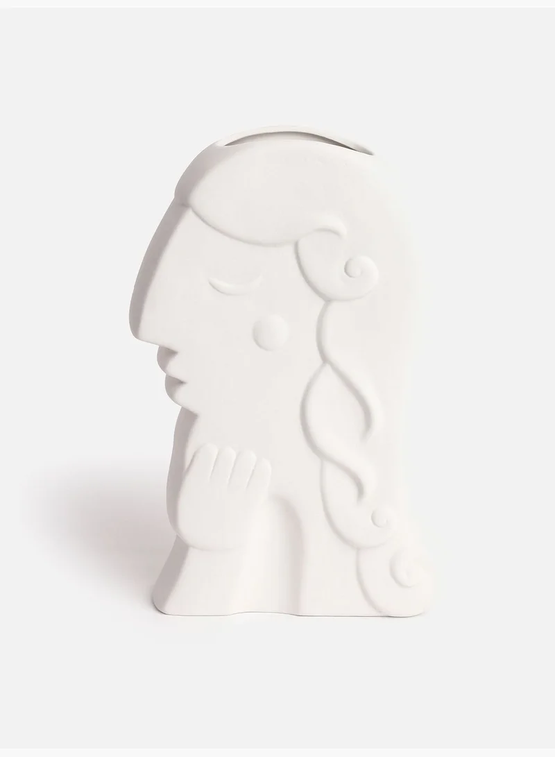Bonhomie Man Face Shaped Minimalistic Modern Ceramic Vase For Home Decor