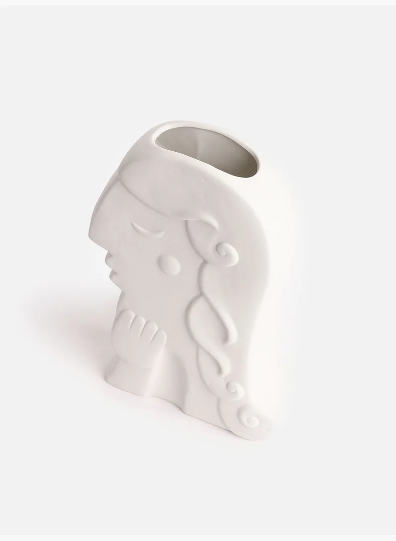 Bonhomie Man Face Shaped Minimalistic Modern Ceramic Vase For Home Decor