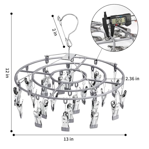 PHYDELU 2PCS Drying Rack Clothing with 24 Clips，Sock Hanger for Drying，Hanging Clothes Dryer Underwear Hangers Racks Laundry Socks Panty Wet Bra Lingerie Baby Delicates Foldable Small Indoor Metal - Image 5
