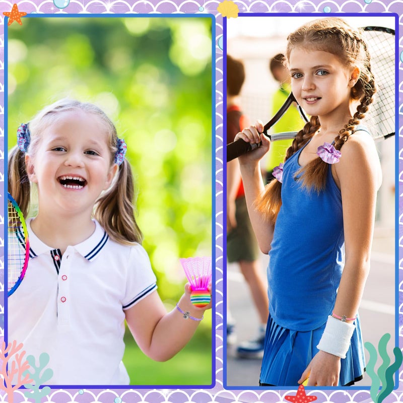 Abbylike 49 Pcs Mermaid Party Favors for Kids Including 12 Mermaid Drawstring Backpack 12 Travel Toiletry Bag 12 Hair Scrunchies 12 Bracelets 1 Set Temporary Tattoos for Girls Decor - Image 4