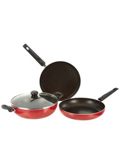 Butterfly Rapid Non Stick 3 Pcs Set | Kadai with Glass Lid | Dosa/Roti Tawa | Fry Pan | Induction Base | PFOA Free | Scratch Resistant | for Cooking Curry, Dal, Rice/Biryani | Red - pzsku/Z43E1FC4499299E6E8A95Z/45/_/1740118421/9624d617-317e-48b0-a77d-af523ca94292