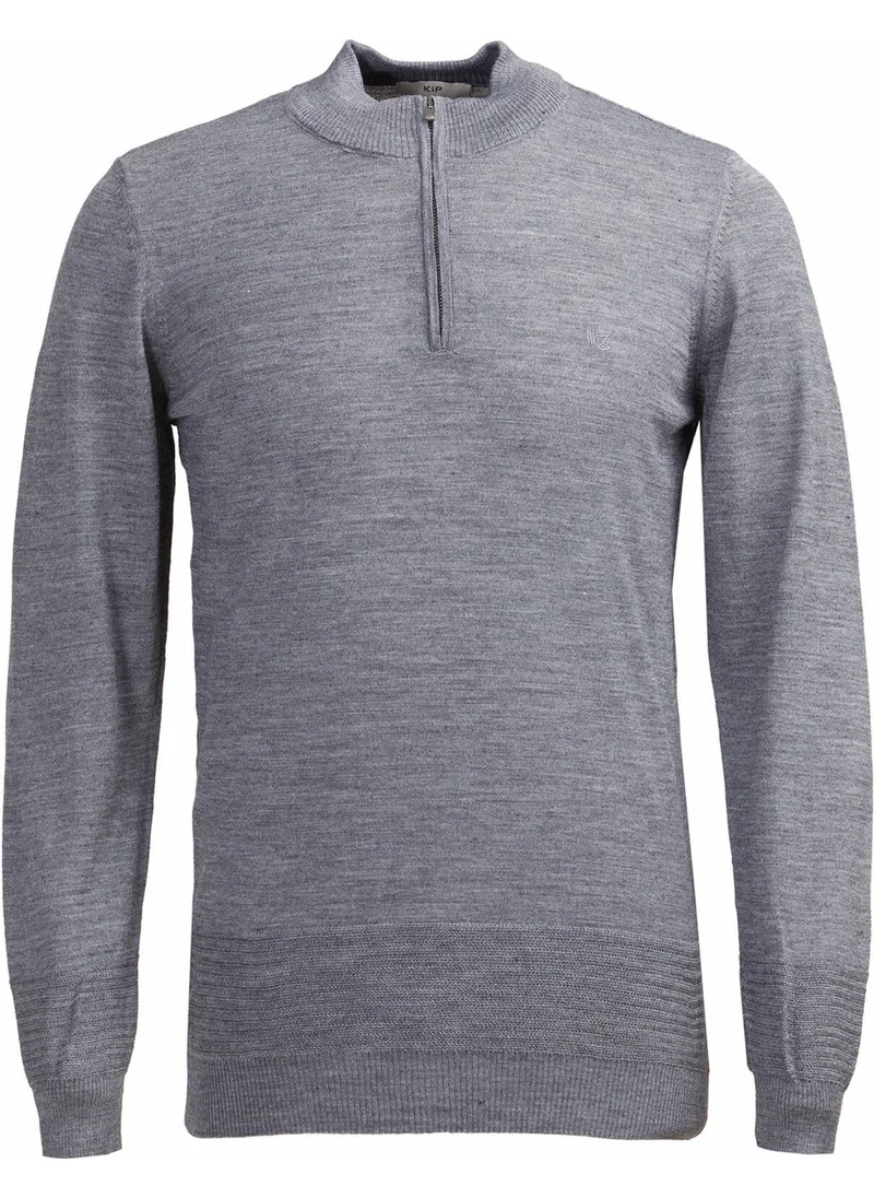 Kip Grey Half Turtleneck Wool Blend Sweater