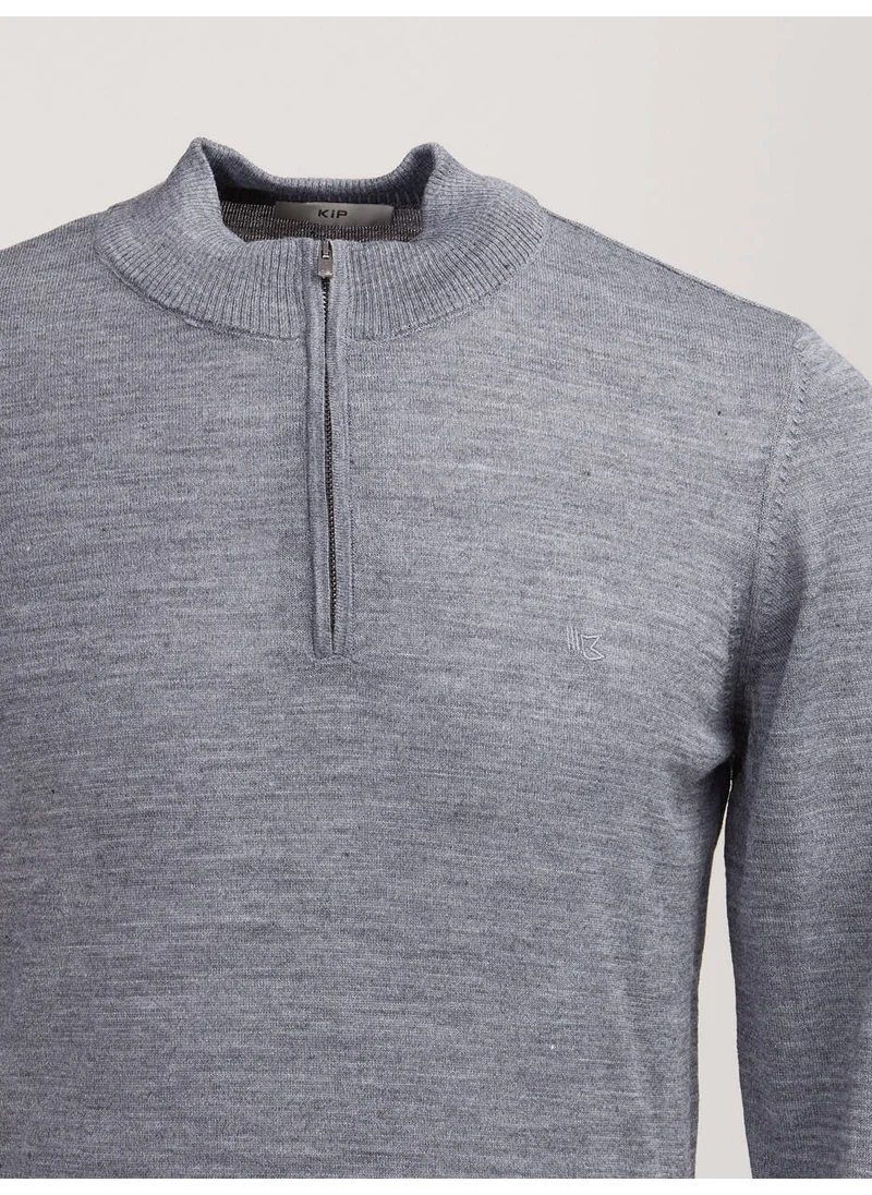 Kip Grey Half Turtleneck Wool Blend Sweater