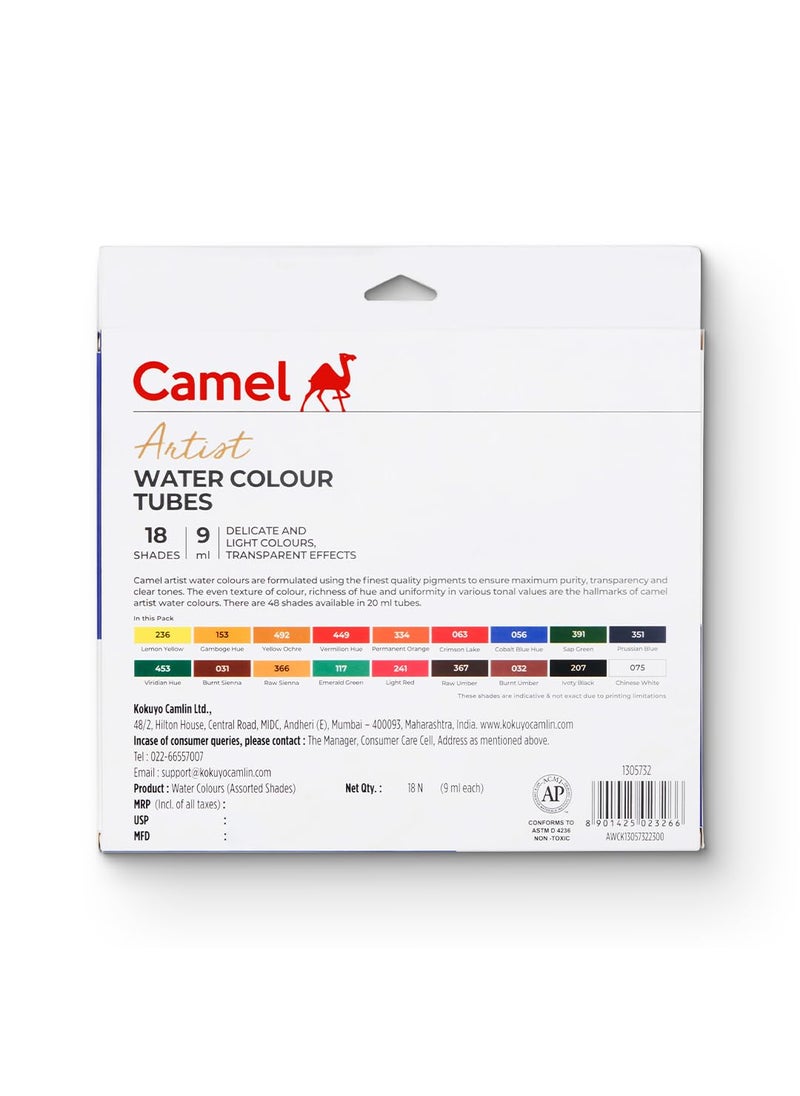 camel Camel Artist's Water Color Box - 9ml Tubes, 18 Shades  - Image 2