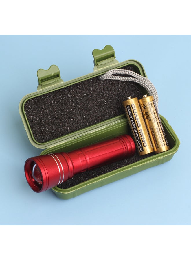 Dry Battery Flashlight Reading Student Dormitory Special Strong Light Super Bright Children's Eye Protection Small Flashlight-Product Specifications:667 Red (free 2 Aa Batteries For Collection) (battery Life Upgrade)  - Image 1