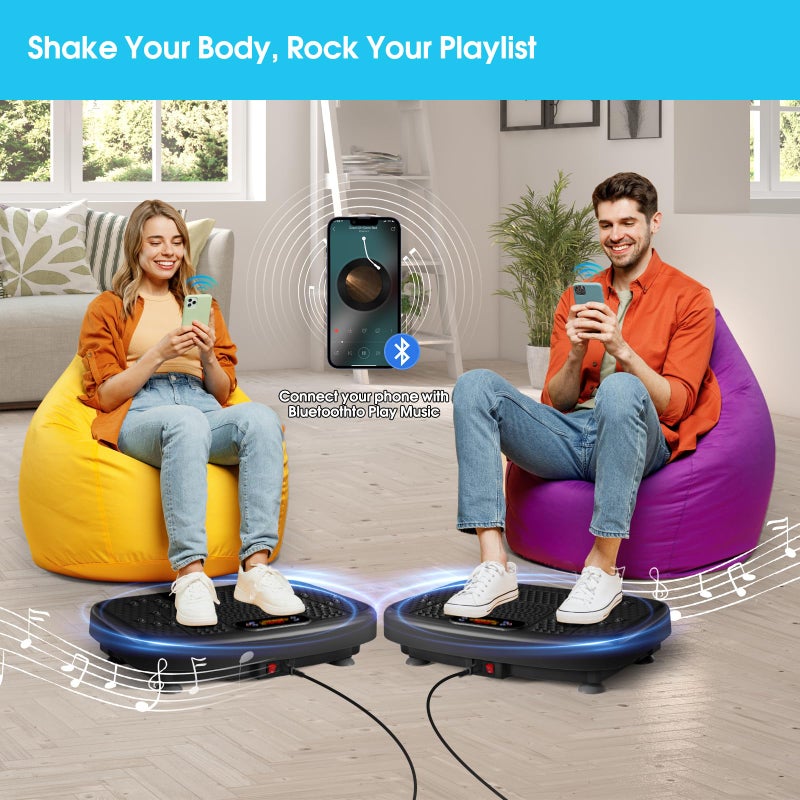 SoftGym Vibration Plate Exercise Machine for Lymphatic Drainage,Power Vibrate Stand Shake Board 450 Lbs Capacity Whole Body Workout Waver with Resistance Bands Weight Loss Gift for Women Men-Bluetooth - Image 5