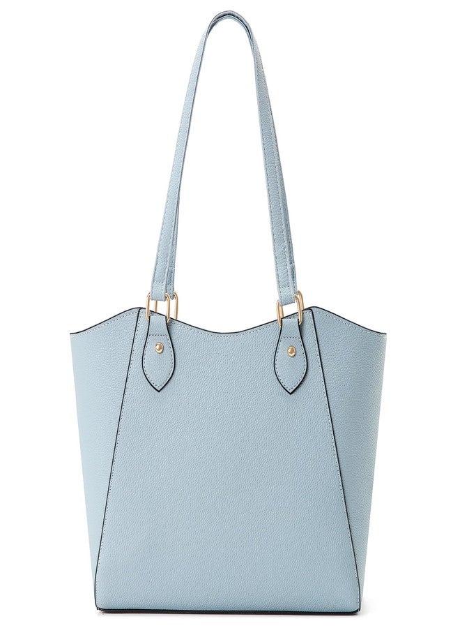 CHICAROUSAL Tote Bag for Women Large Handbags and Purses for Women PU Leather Womens Shoulder Bags, Alz Light Blue Yb, 12.6 inches x 4.5 inches x 10.6 inches - Image 1
