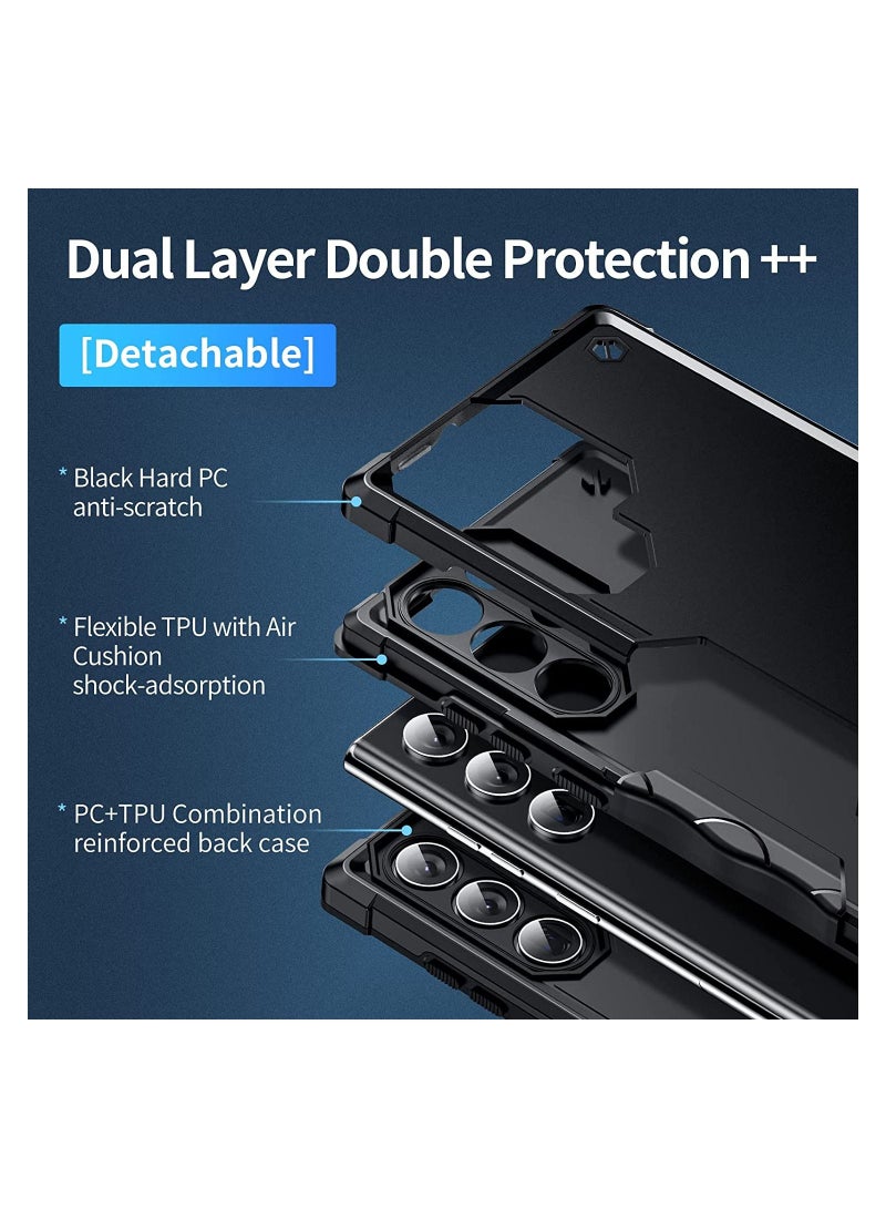 IAF Armor Shield Case for Samsung Galaxy S22 Ultra Plastic and Silicone Protective Shockproof Scratch Resistant Cover Compatible with Galaxy S22 Ultra (Black) - Image 2