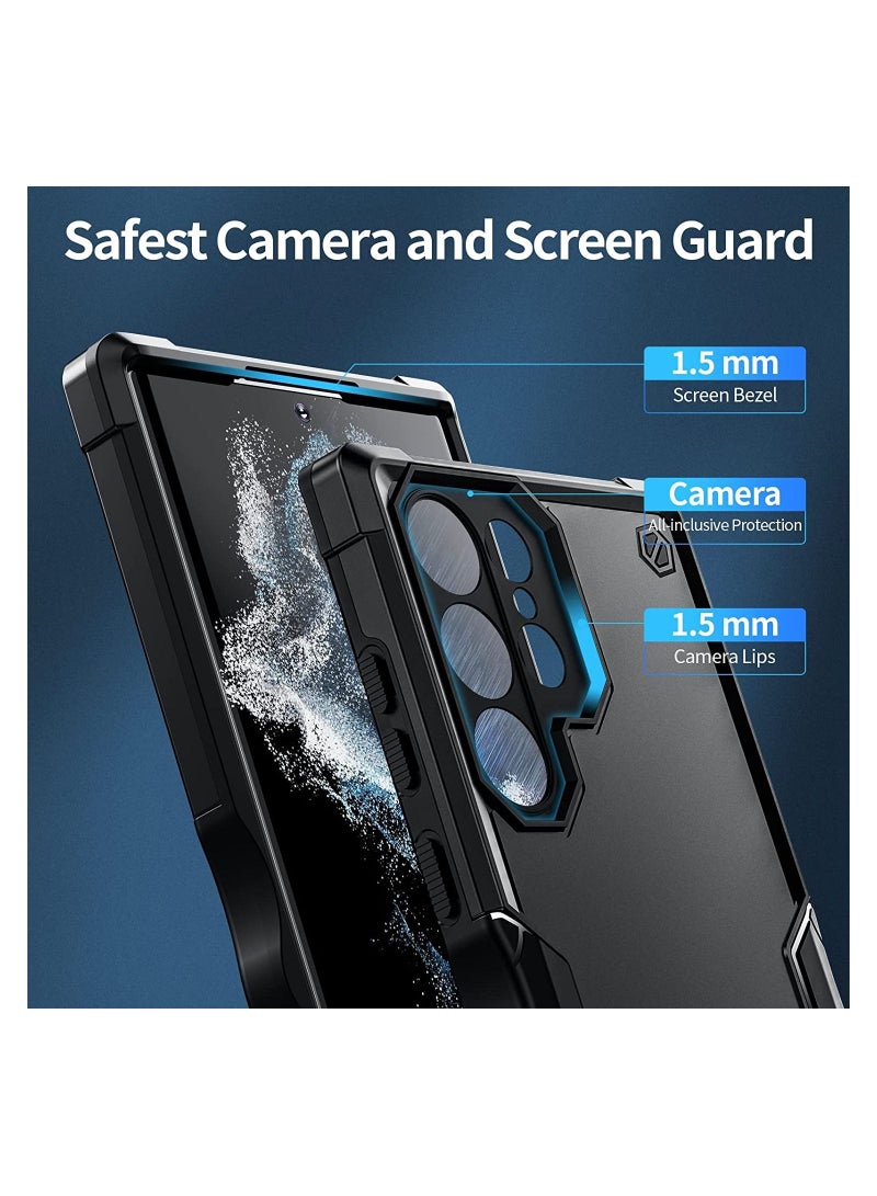 IAF Armor Shield Case for Samsung Galaxy S22 Ultra Plastic and Silicone Protective Shockproof Scratch Resistant Cover Compatible with Galaxy S22 Ultra (Black) - Image 3