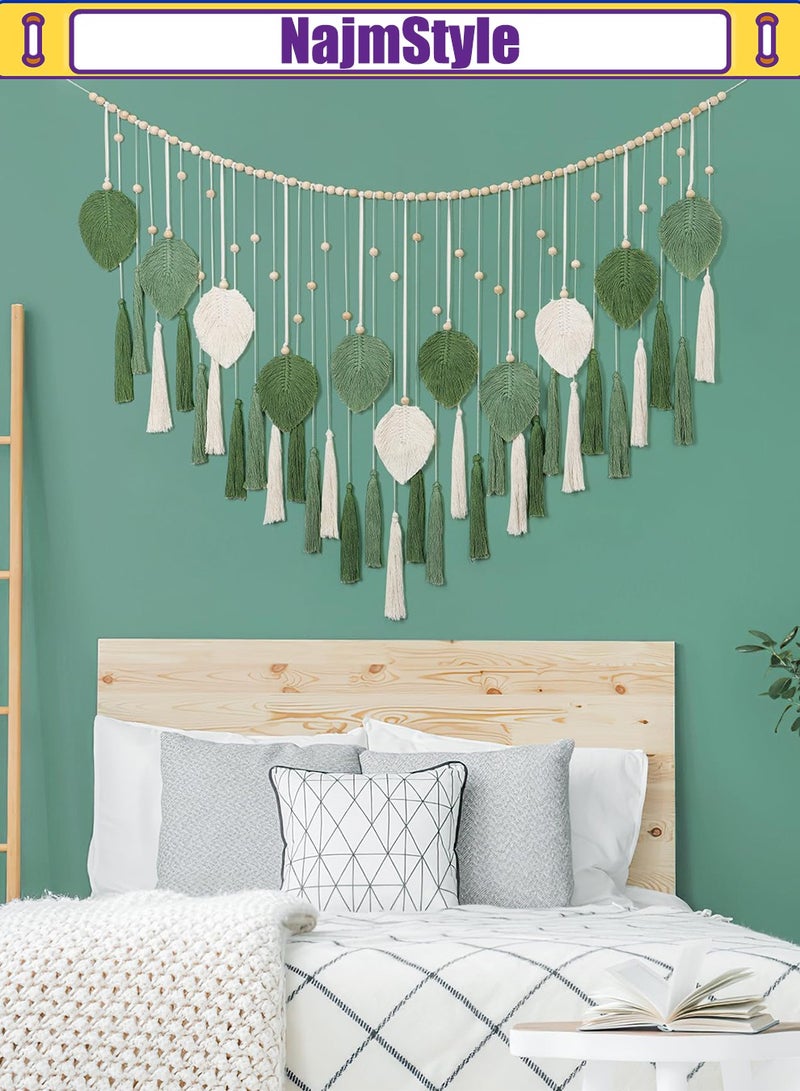 NajmStyle Macrame Wall Hanging with Wood Beads Bohemian Bohemian Wall Hanging Decor for Bedroom, Living Room and Kitchen - Image 5