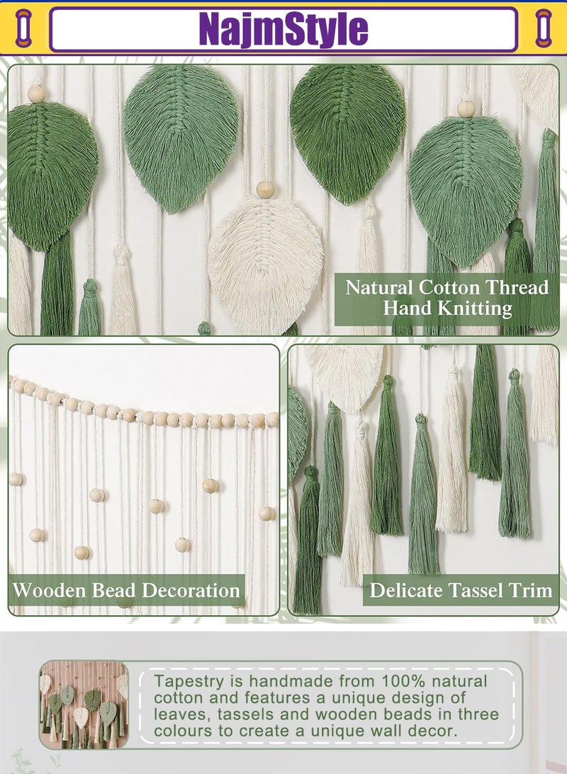 NajmStyle Macrame Wall Hanging with Wood Beads Bohemian Bohemian Wall Hanging Decor for Bedroom, Living Room and Kitchen - Image 2
