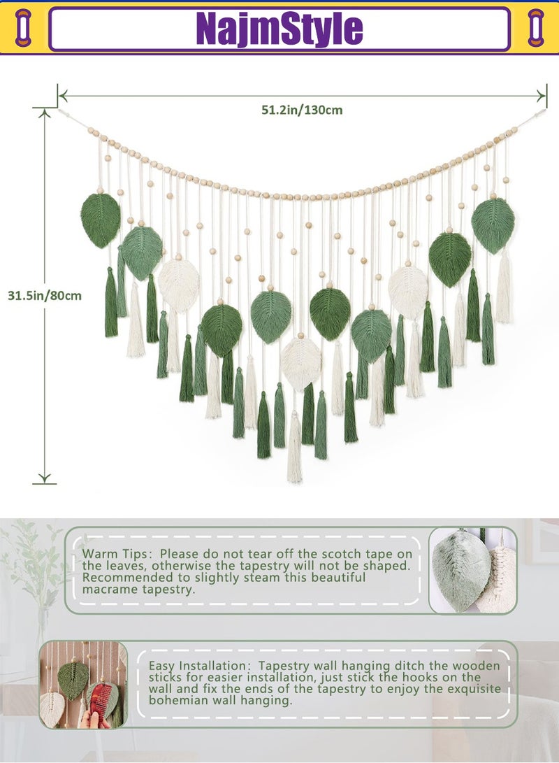 NajmStyle Macrame Wall Hanging with Wood Beads Bohemian Bohemian Wall Hanging Decor for Bedroom, Living Room and Kitchen - Image 3