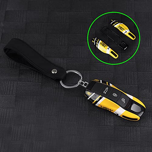 LIMBQS Car Key Protection Keychain, Key Cover for Porsche Macan Cayenne Panamera 911 (Old Yellow) - Image 3