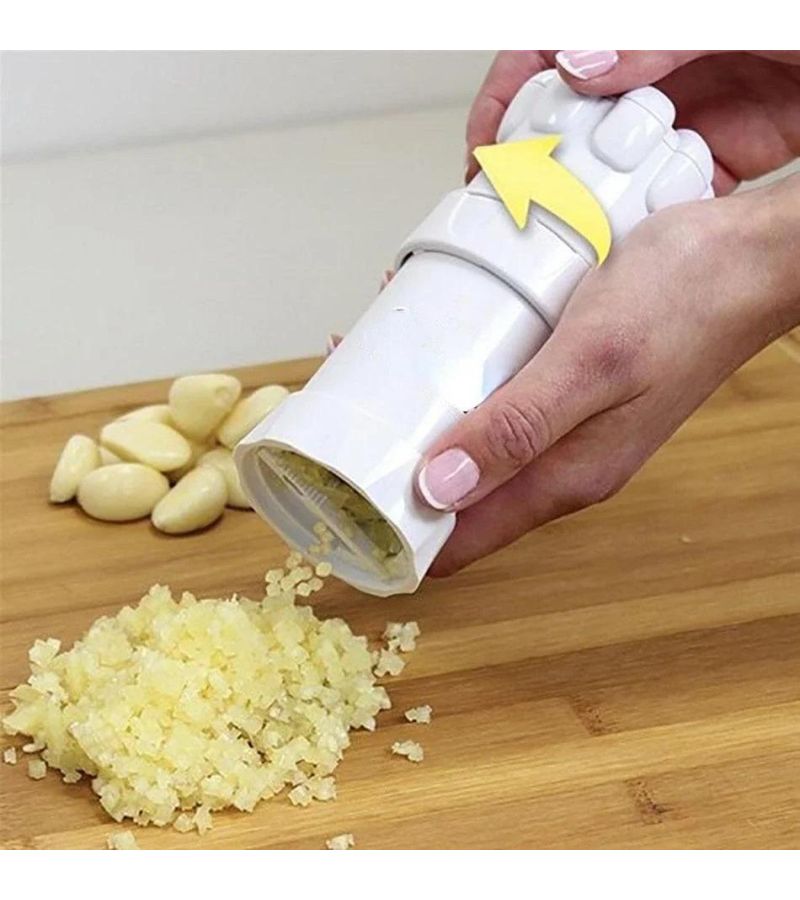 5 In 1 Heavy Duty Garlic Press With Stainless Steel Blades And Ergonomic Handle 2pcs Multi Functional Food Processor For Crushing Chopping Peeling Mincing And Blending Dishwasher Safe Space Saving Design - Image 1