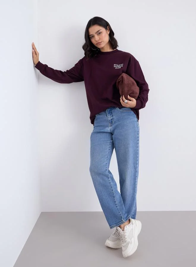 Styli Styli Women Slogan Print Regular Fit Sweatshirt