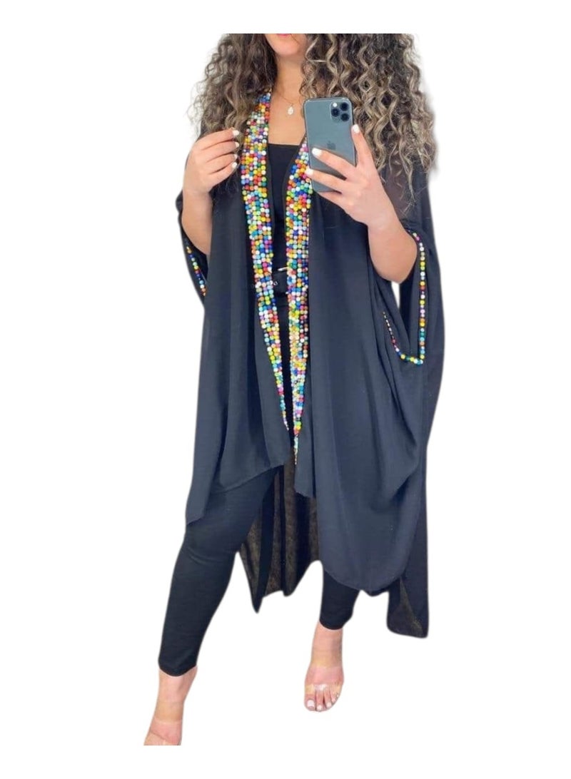 Handmade abaya card with distinctive embroidery in cheerful colors – Free Size