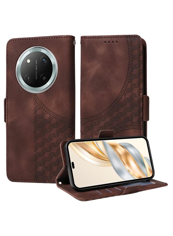 Green Tiger Case For Honor X9c / Magic7 Lite Embossed Rhombus Starry Leather Phone Case - Image 1