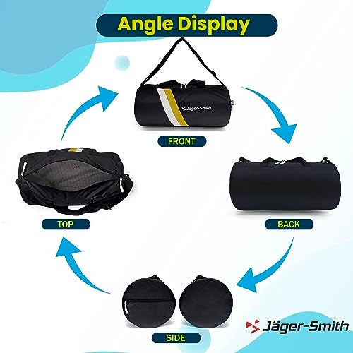 Jager_Smith Jager-Smith GB 600 Multipurpose Gym Bag with Shoe Compartment (Black, White & Yellow) - Image 2