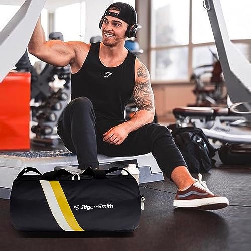 Jager_Smith Jager-Smith GB 600 Multipurpose Gym Bag with Shoe Compartment (Black, White & Yellow) - Image 5
