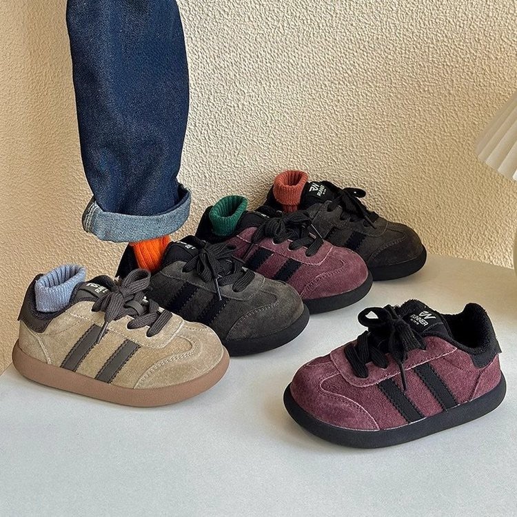 Children'S Board Shoes For Boys Leather Retro German Training Shoes Girls Low Casual Board Shoes Fleece-Lined - Image 2