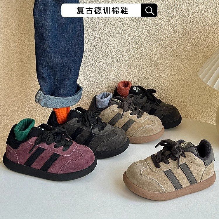 Children'S Board Shoes For Boys Leather Retro German Training Shoes Girls Low Casual Board Shoes Fleece-Lined - Image 4